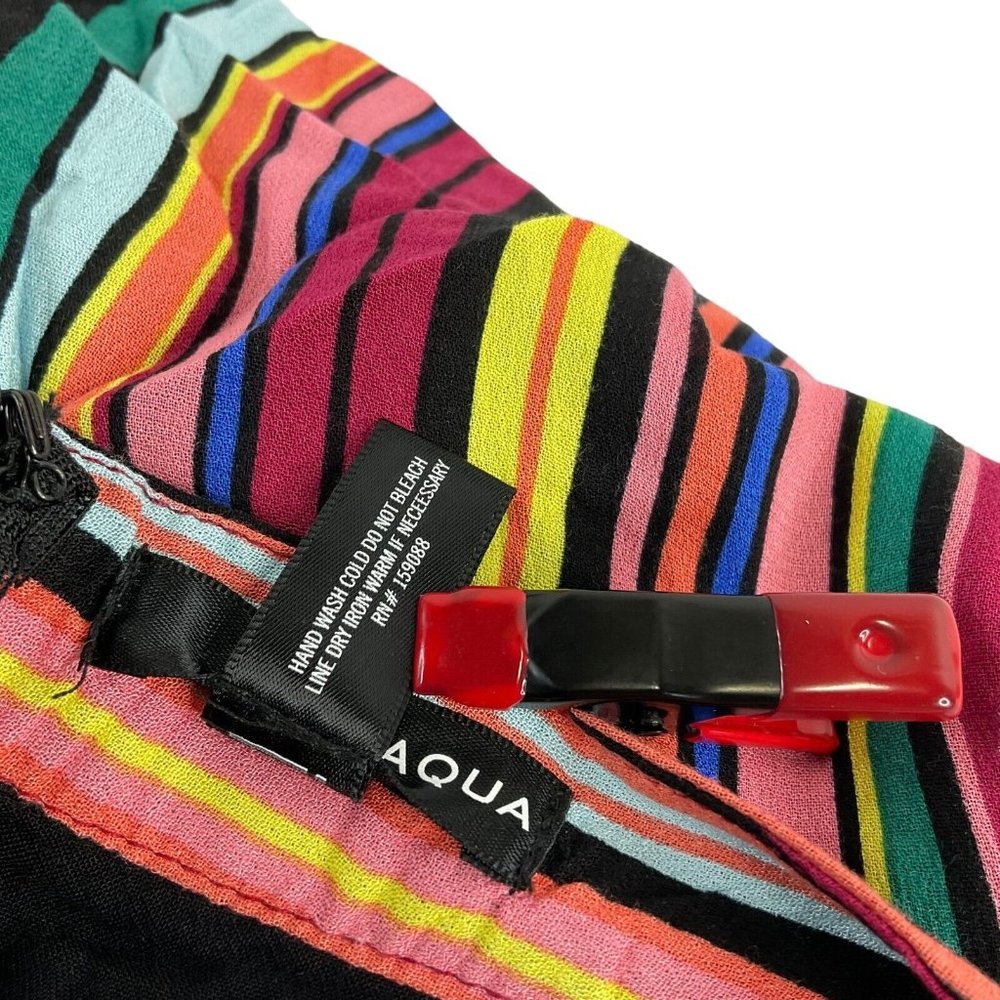 Aqua Pants Women's Sz S Multicolor Striped Side Slit Wide Leg High Rise $87 - Picture 9 of 14
